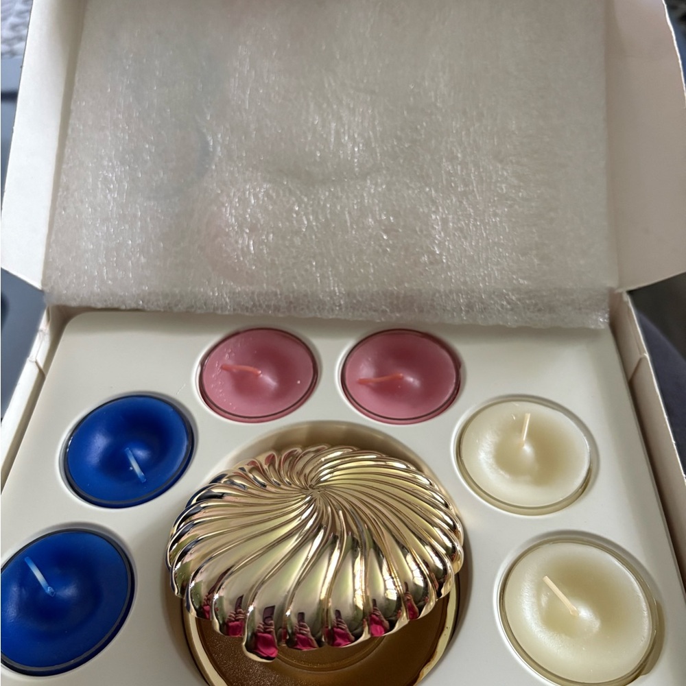 NEW! Vintage PartyLite Shell Travel Tealight Candle Set